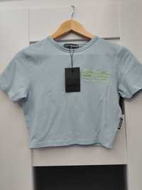 niebieski błękitny t-shirt top  marki Missguided, rozmiar 36