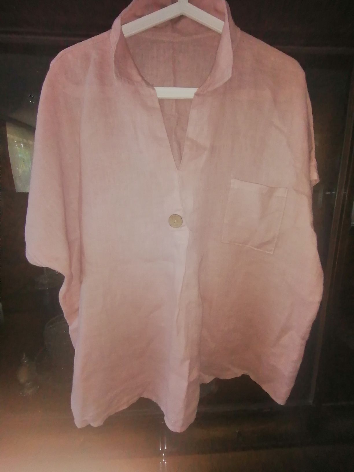 Bluzka lniana kolor stary roz.