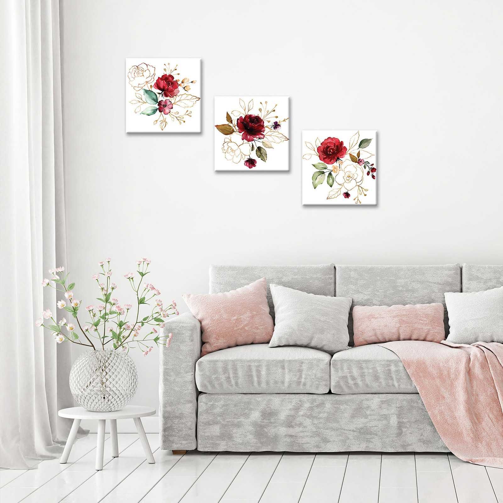 Obraz do Kuchni Pokoju Kwiaty Róże Płótno Canvas 3D ZESTAW