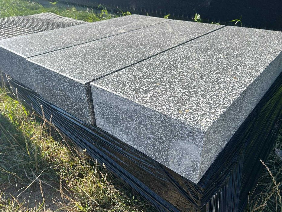 Stopień Schodowy Terrazo Lamino Granit Stalowy 100/35/15