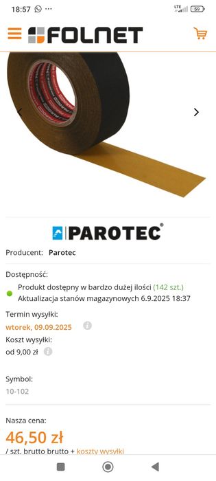 Taśma parotec do wiatroizolację 5 cm szer.