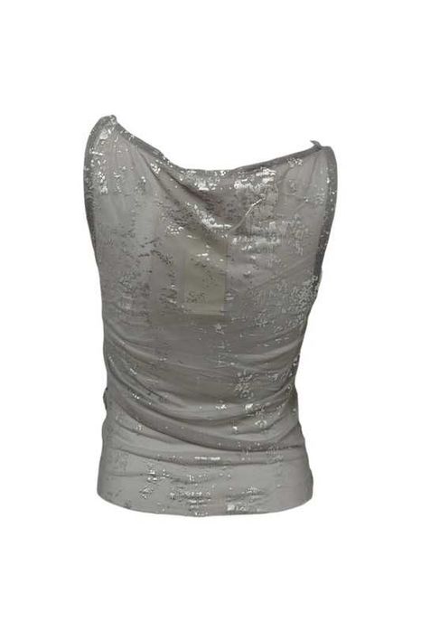Y2k silver mesh top textured srebrny top
