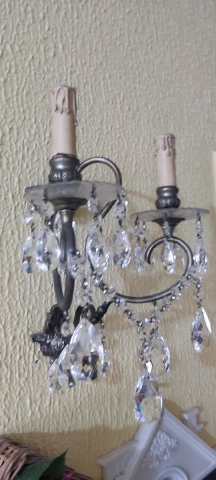 2 candeeiros de parede de cristal rústico em ótimo estado