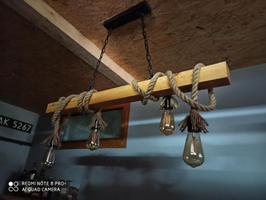 Lampa wisząca stara belka drewniana LOFT vintage rustical