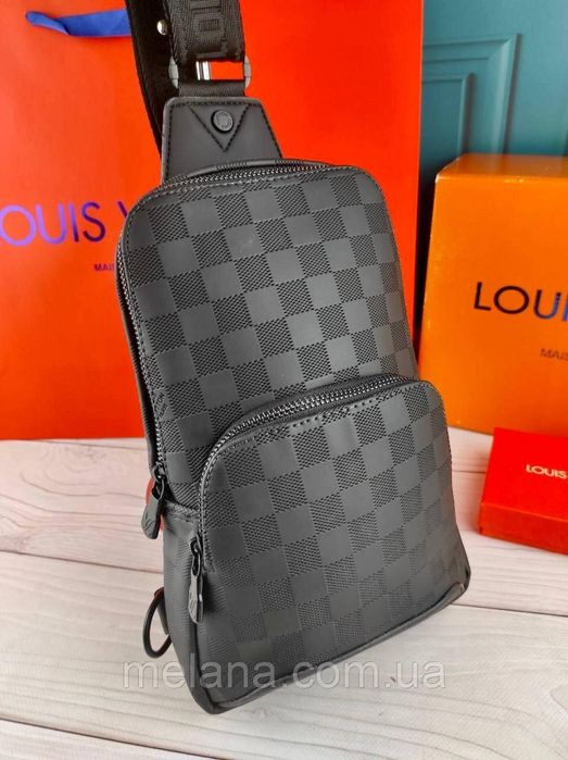 Кожаная мужская сумка слинг Louis Vuitton Луи Витон чоловіча сумка