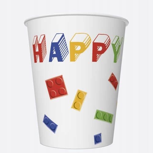 kubeczki papierowe lego klocki urodziny tort 8szt