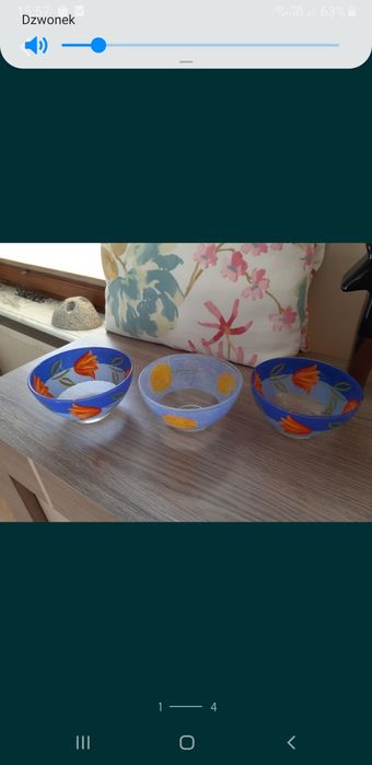 Miseczki szkło lata 90te arcoroc vintage kwiatki kolory duralex prl bo