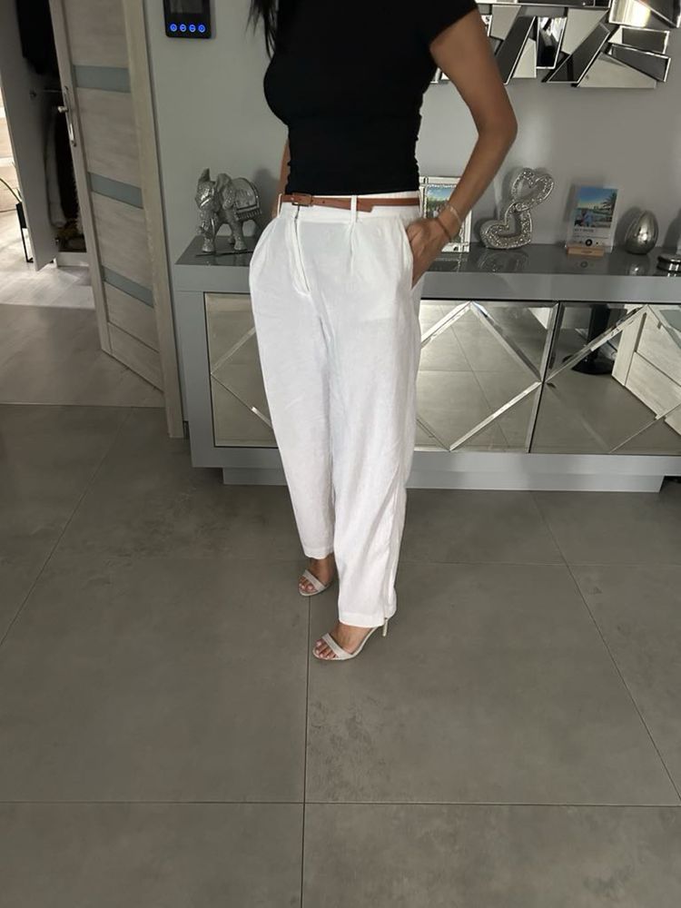 Spodnie lniane zara