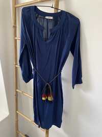 Vestido tecido leve azul petróleo