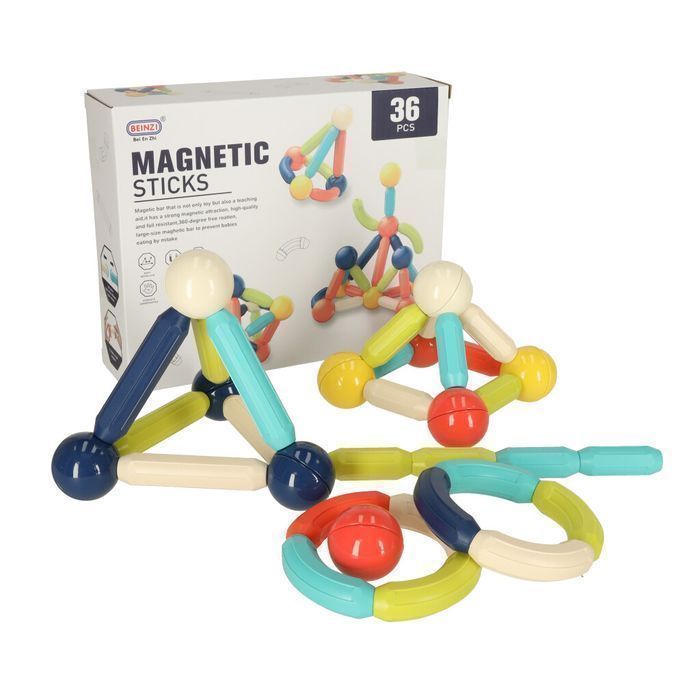 Klocki magnetyczne edukacyjne dla małych dzieci 36 elementów w pudełku