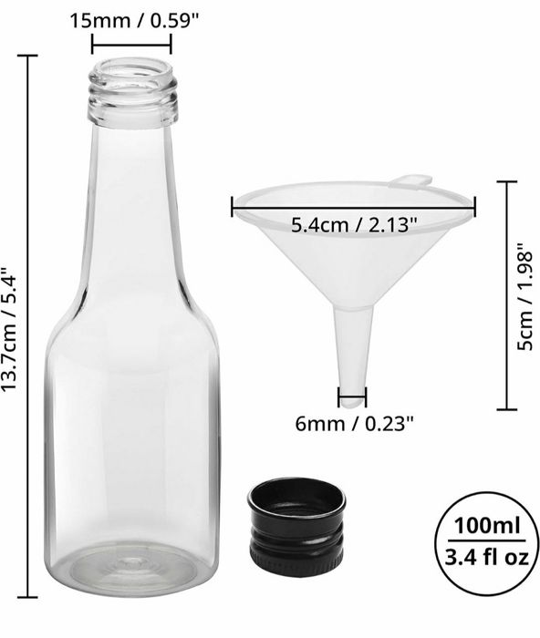 Male plastikowe butelki z zakrętkami nowe