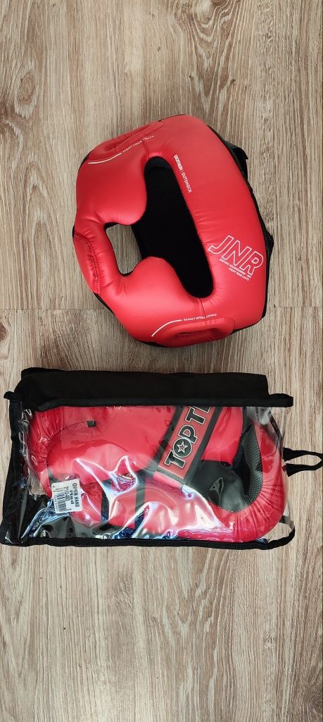 Taekwondo rękawice TOP TEN i Kask Decathlon dziecięce