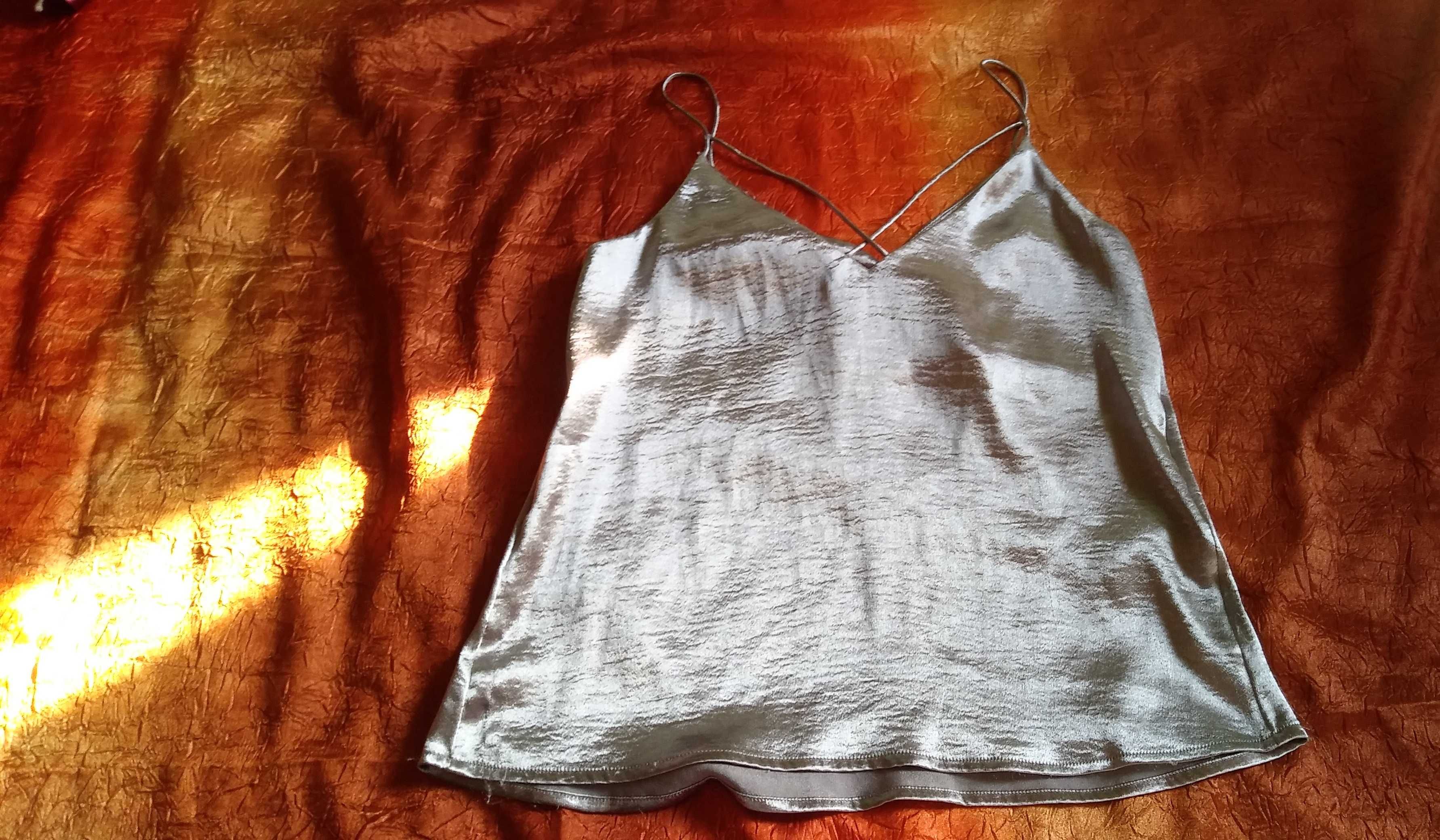 H&M Divided 34 opalizujący top na ramiączkach