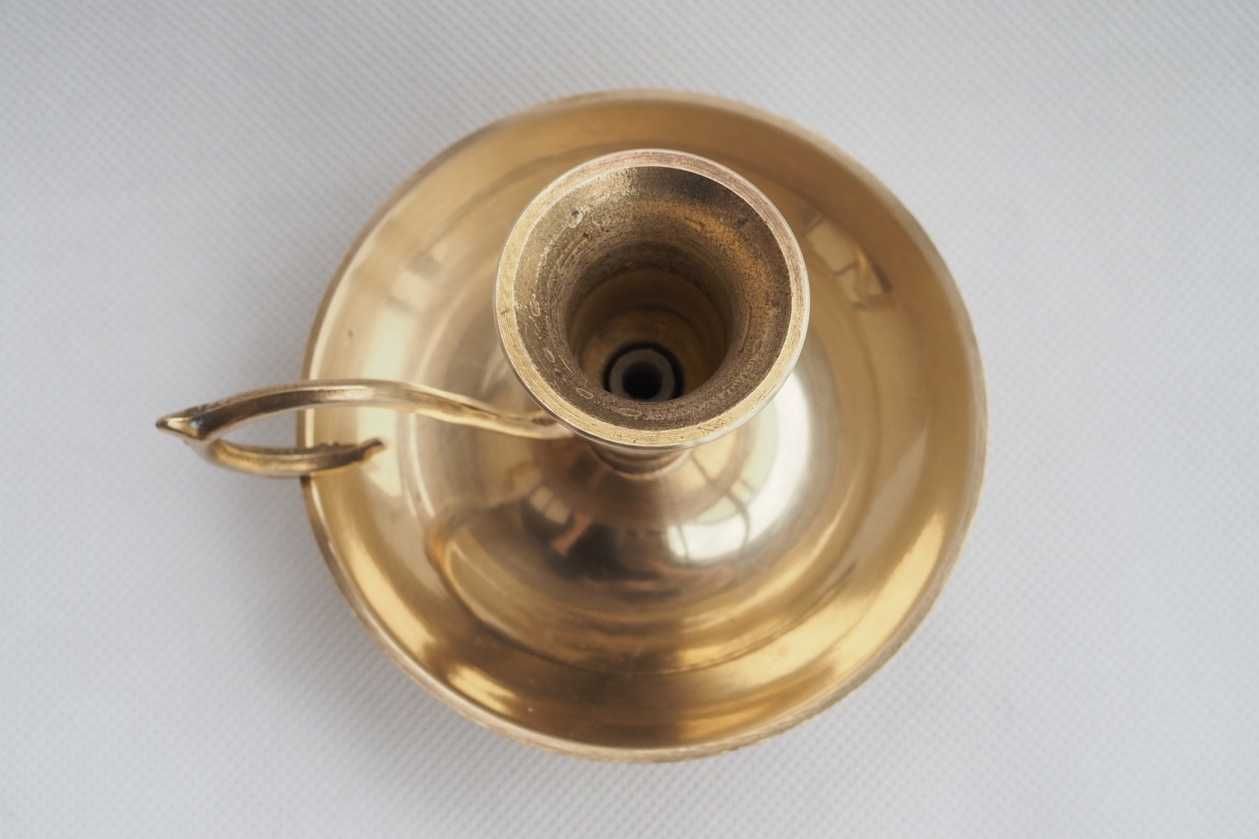 Kaganek świecznik mosiężny Vintage unikat mosiądz wysokość 10 cm