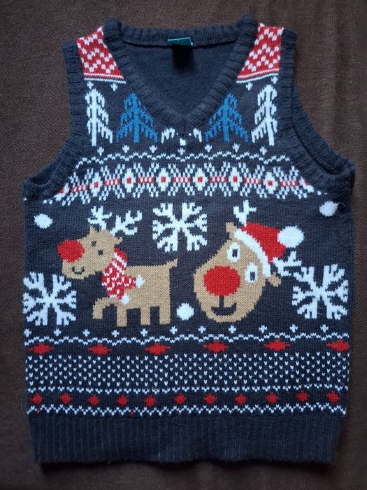 Kamizelka świąteczna,  renifery, rozm. 128