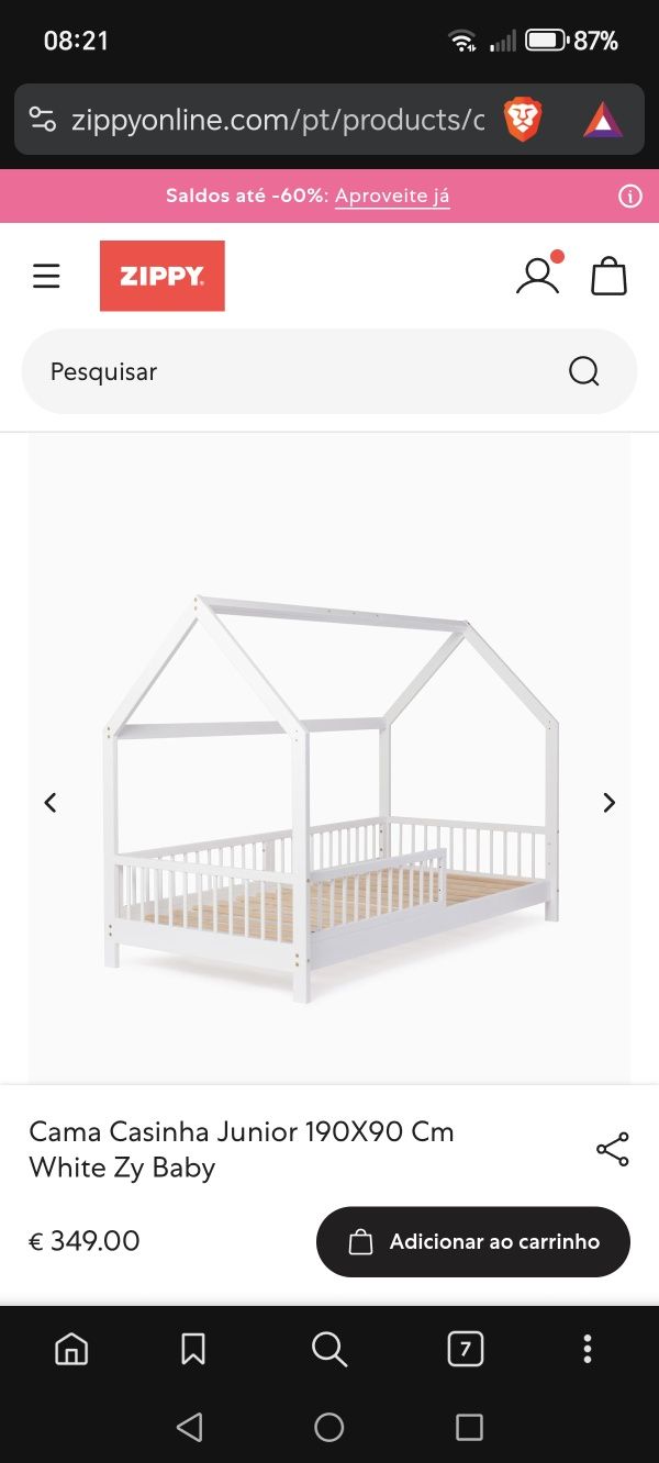 Cama casinha júnior White Zippy