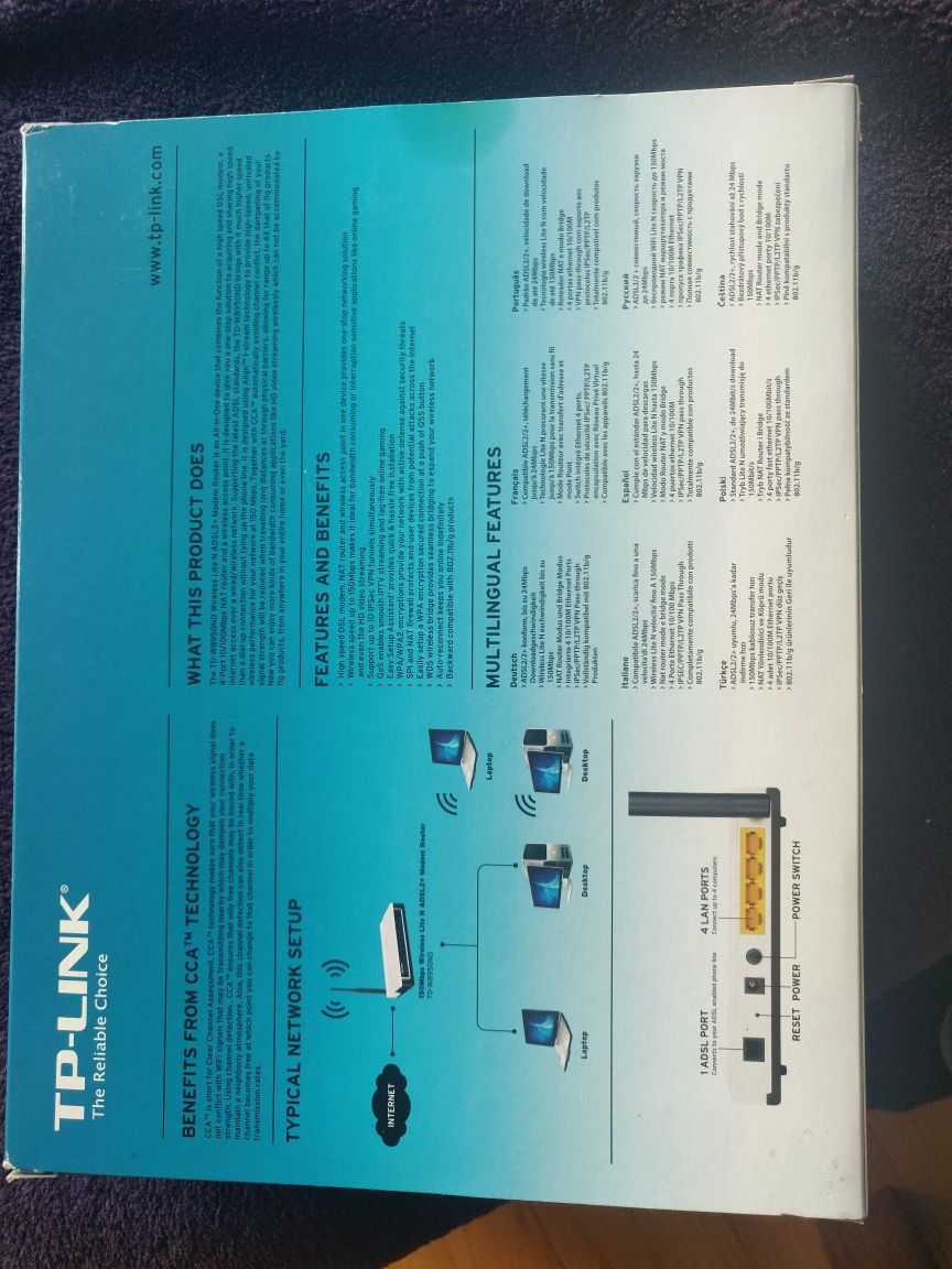 TP-Link TD-W895ND, antena, zasilacz tplink