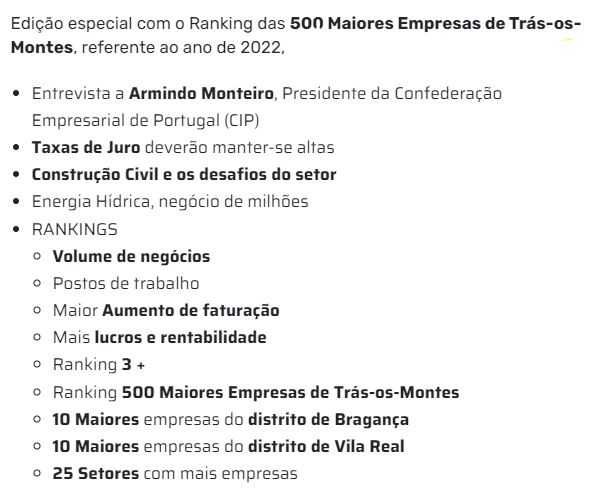500 Maiores Empresas de Trás-os-Montes 2023