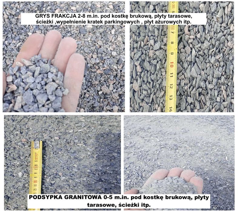 Podbudowa,Gruz betonowy,Tłuczeń,Beton,Ziemia,Piaski,Kamień Ozdobny