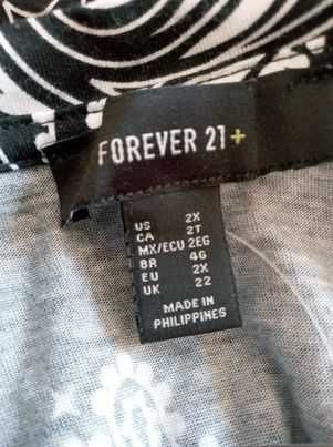 Forever 21 + czarny z wzorem t shirt crop top 5XL