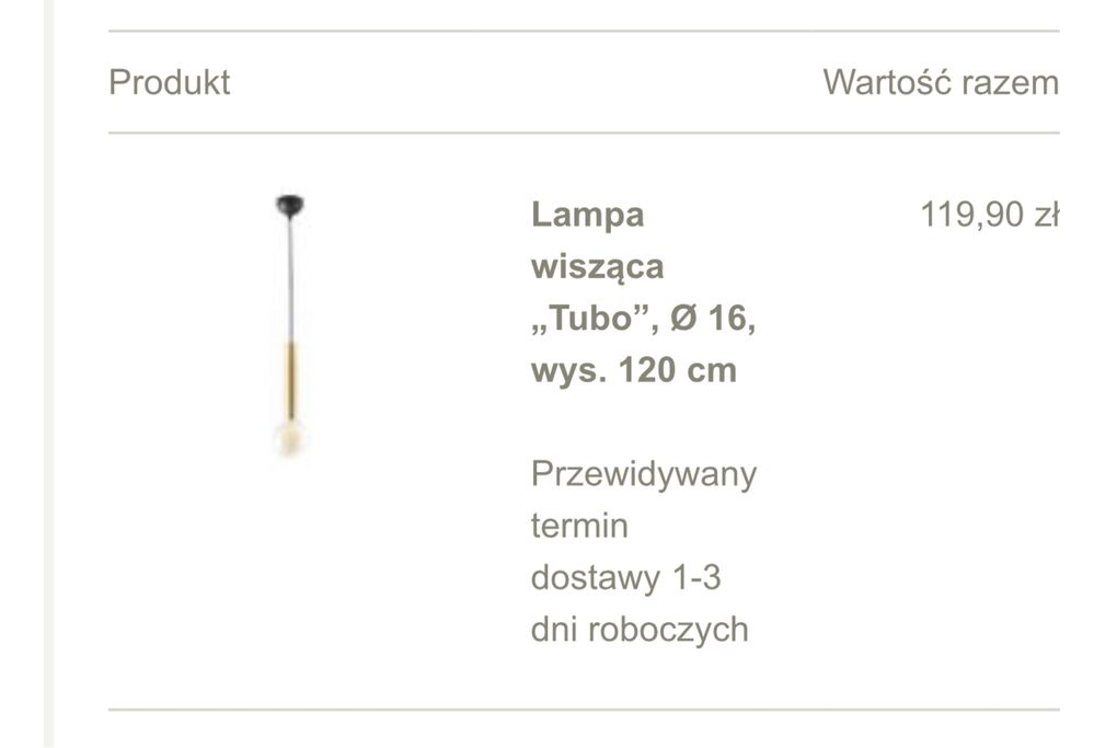 Lampa wisząca Tubo złoto szczotkowane westwing