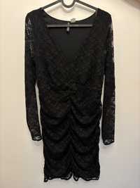 H&M koronkowa czarna sukienka elegancka M