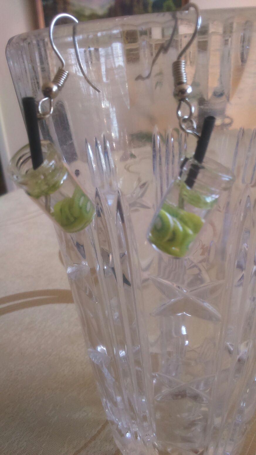 Kolczyki drinki, kiwi, kolczyki z kiwi, handmade