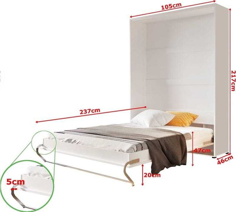 Półkotapczan pionowy łóżko zamykane w szafie 90x200 CP-03