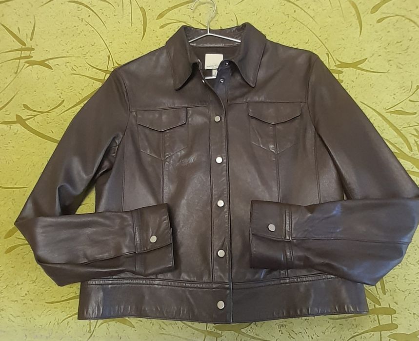 Кожаный пиджак куртка Anne Klein р.S