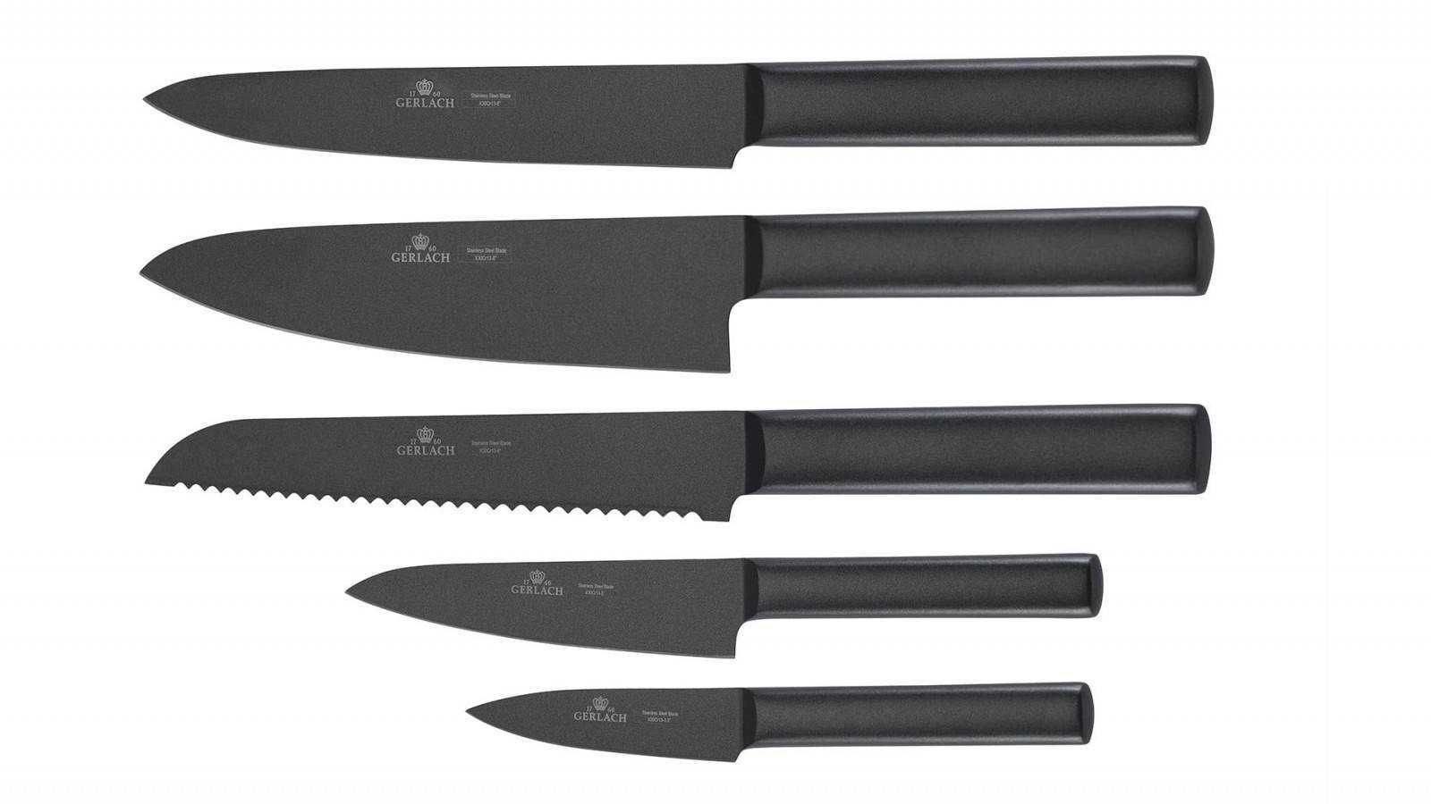Набір ножів кухонних Gerlach Ambiente 5 Black Набор ножей с подставкой
