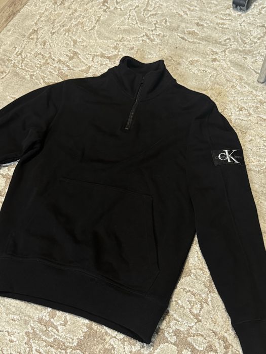 Світшот Calvin Klein, з комірцем, чорний, чоловічий