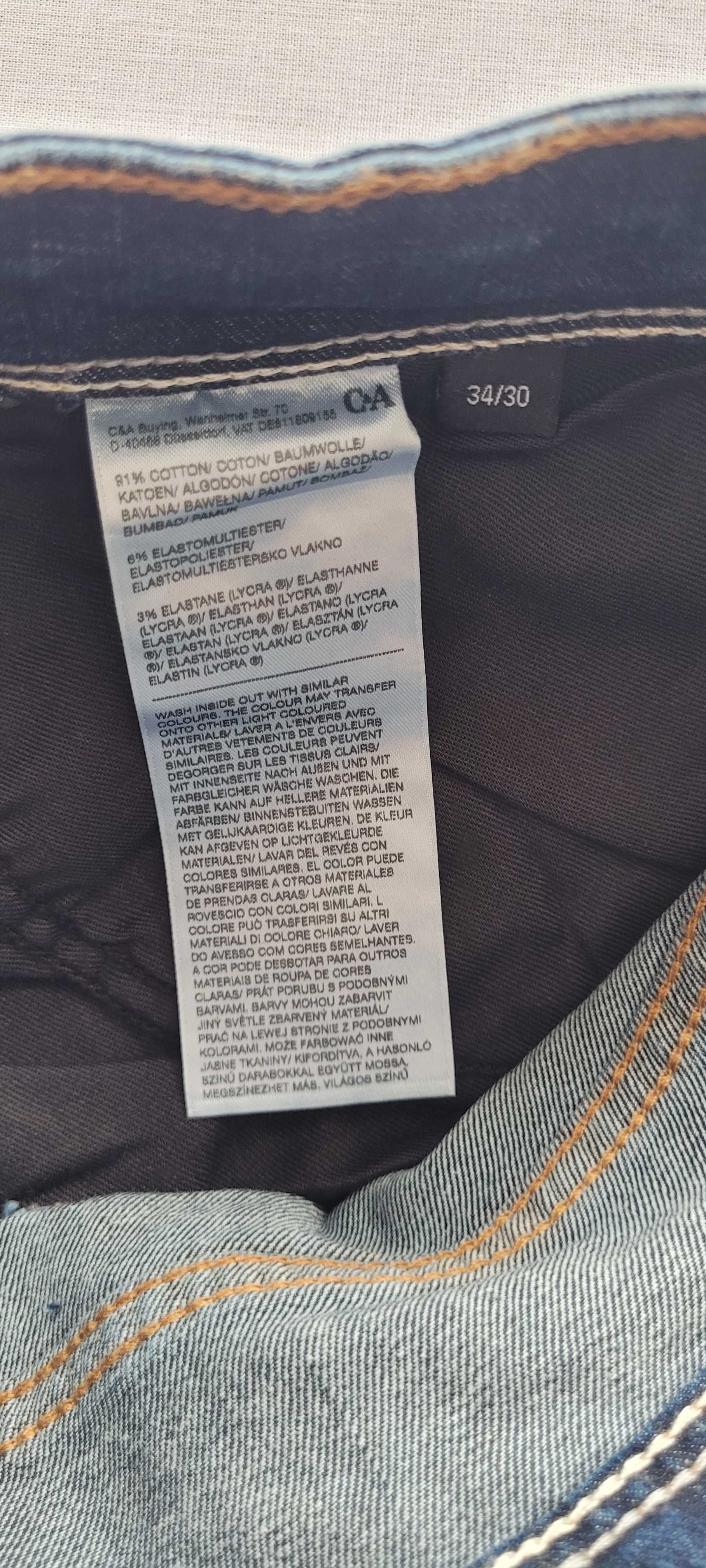 Klasyczny męski jeans, spodnie W34 L30.