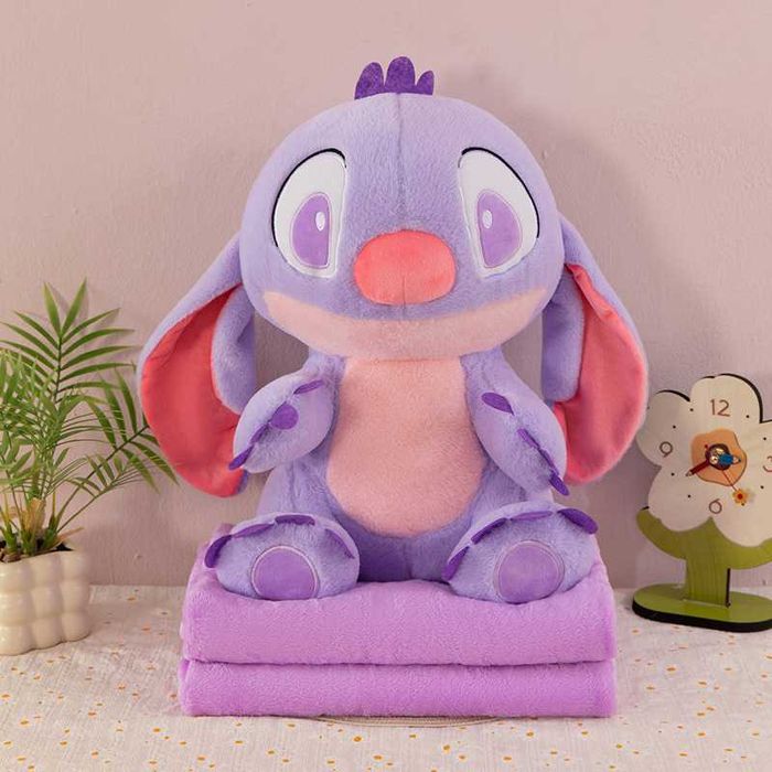 Maskotka stitch. Maskotka z kocem stitch angel fioletowa 50 cm sticz