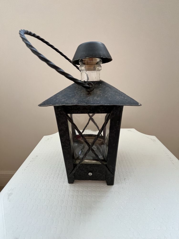 Butelka z latarnią muzyczna Vintage ze szkla