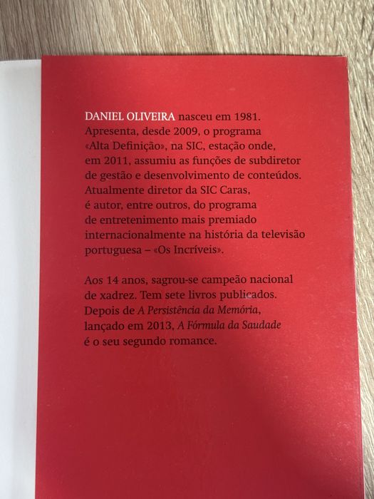 “A Formula da Saudade” de Daniel Oliveira