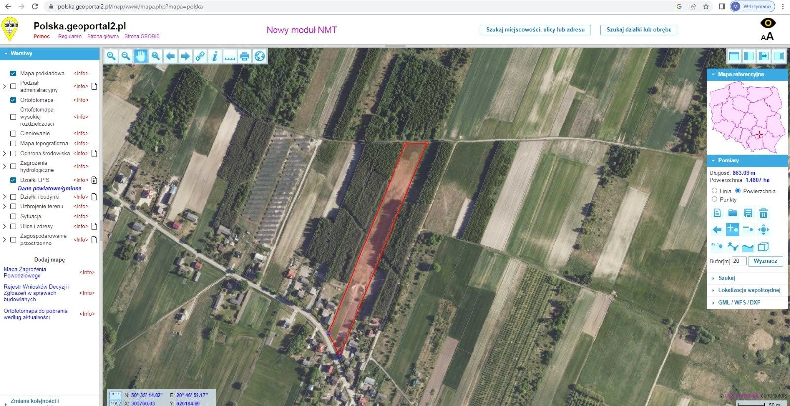 Duża działka 1,47 ha, Szyszczyce, gmina Chmielnik (koło Śladków Mały )