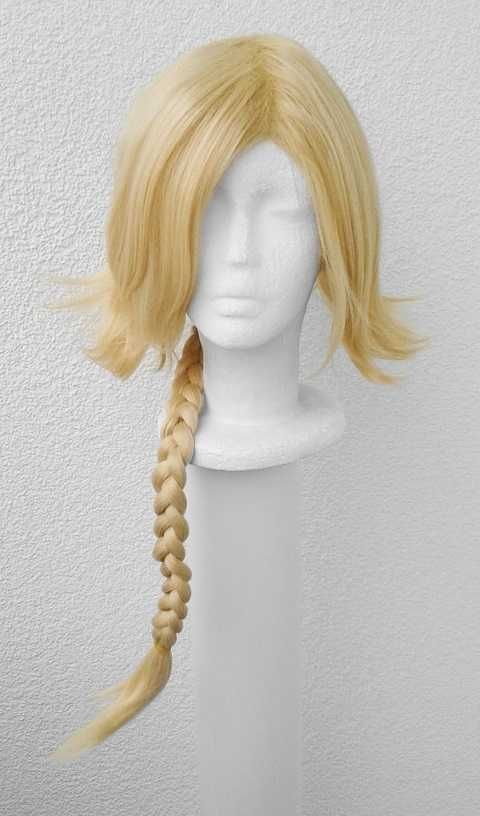 Traveler Aether Genshin Impact Blond wig peruka z warkoczem cosplay