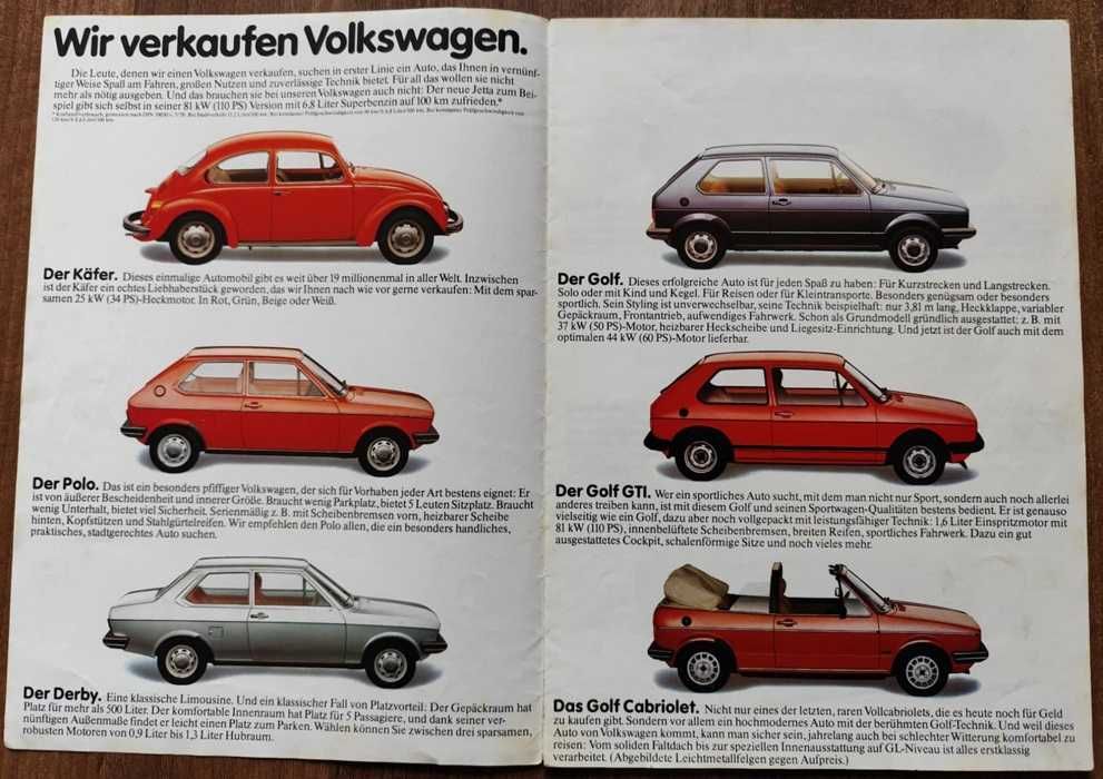 Prospekt Volkswagen Audi 1980