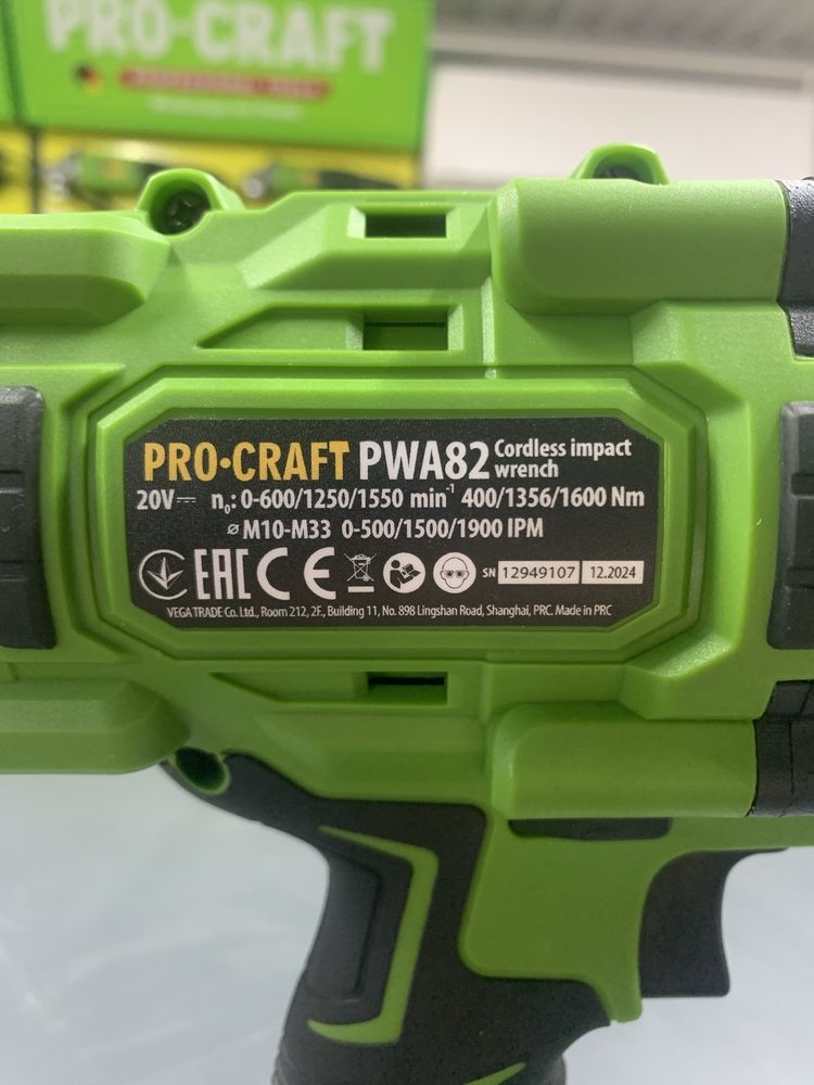 Акумуляторний гайковерт Procraft PWA82 Кейс (з 1 АКБ та ЗП)