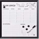 plan lekcji, tablica magnetyczna, notatki, magnesy, pisak