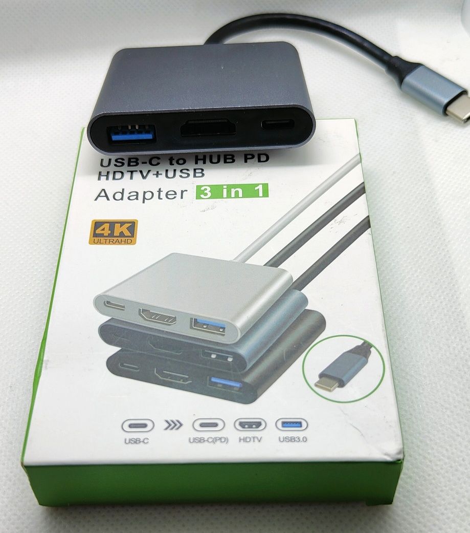 Adapter HUB 3w1 USB-C
