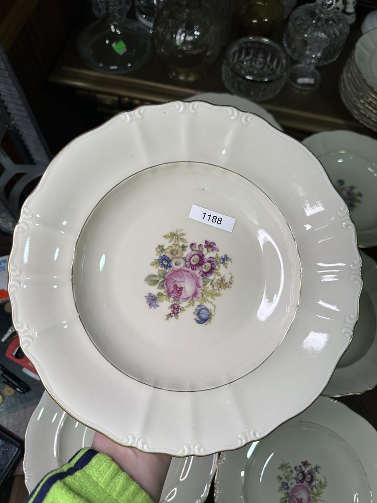 Talerze porcelanowe głębokie Pirken Hammer sygnowane wzór kwiatowy D23