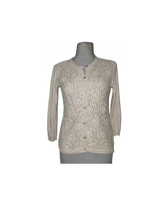 Zara sweter z koronkowym przodem włóczka akryl + mohair M | 521G