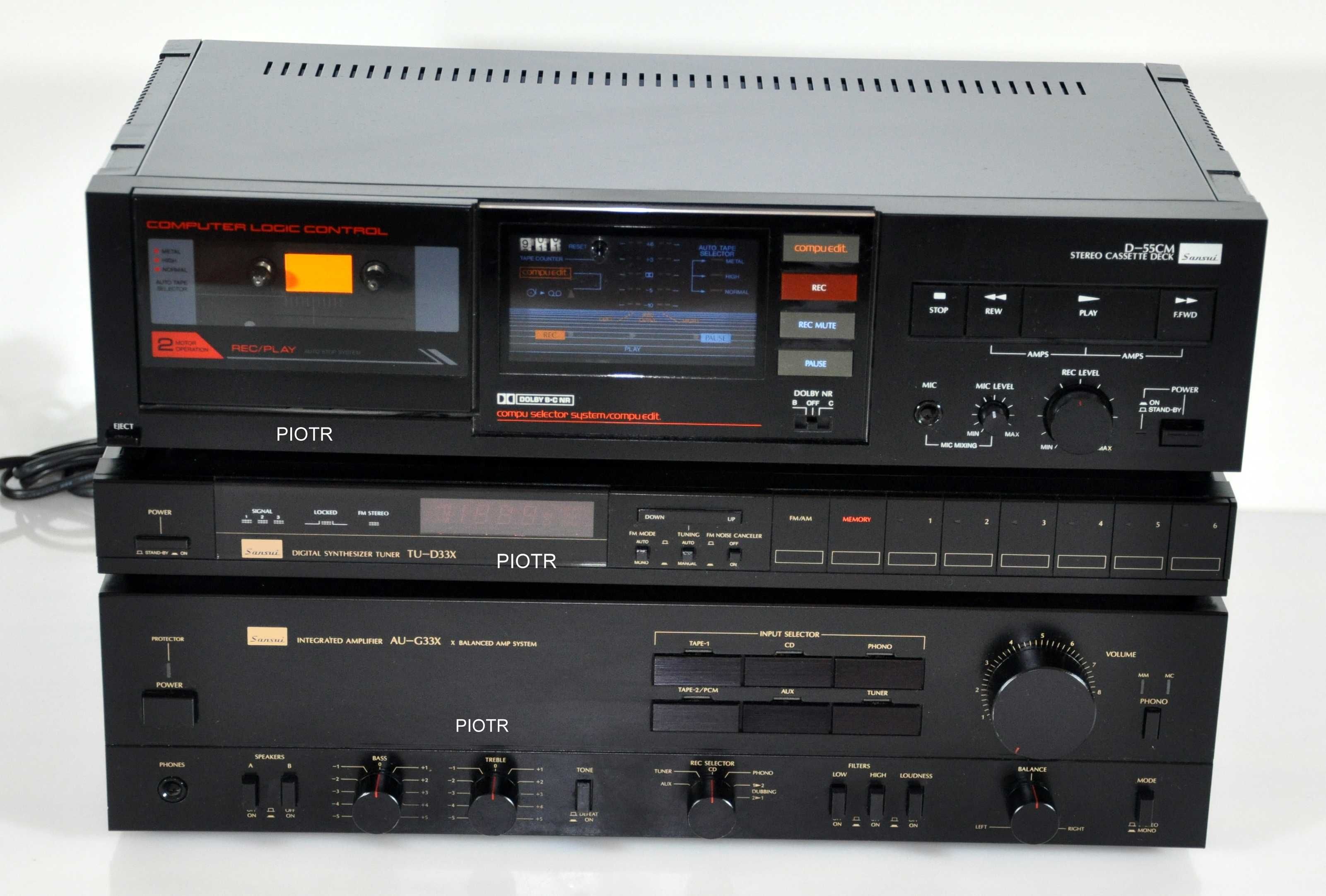 SANSUI piękny Japoński zestaw z przełomu lat 70/80 nowe paski