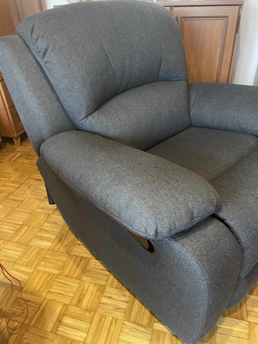 Fotel wypoczynkowy, rozkładany, szary melanż