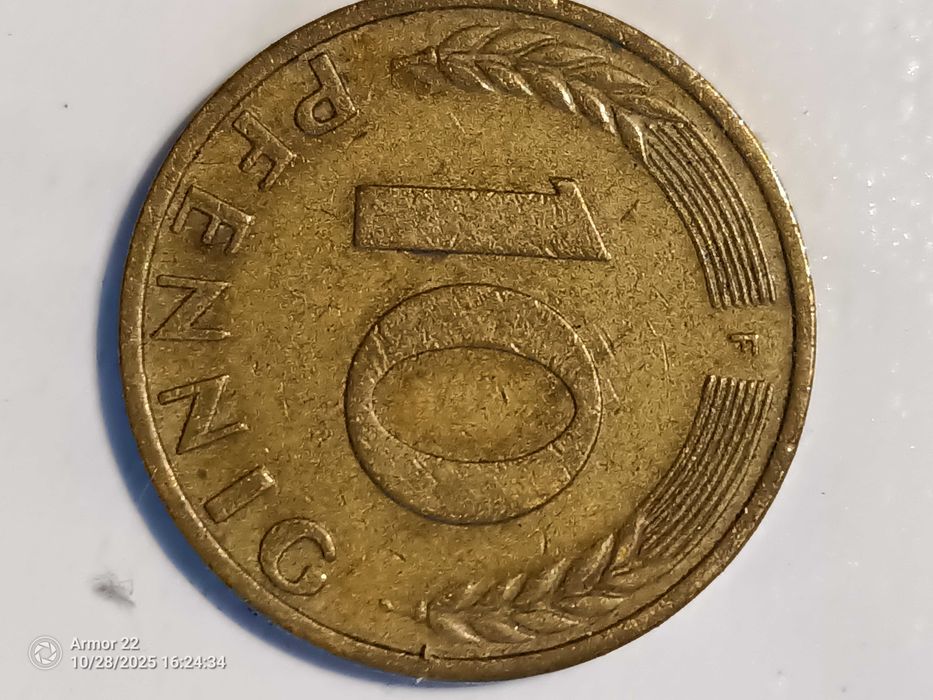 10 пфеннінгів монета 1950 року
