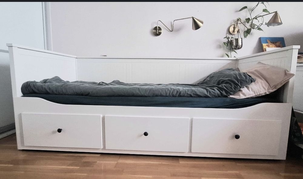 Lozko ikea Hemnes rozkładane z szufladami + materace stan bdb!