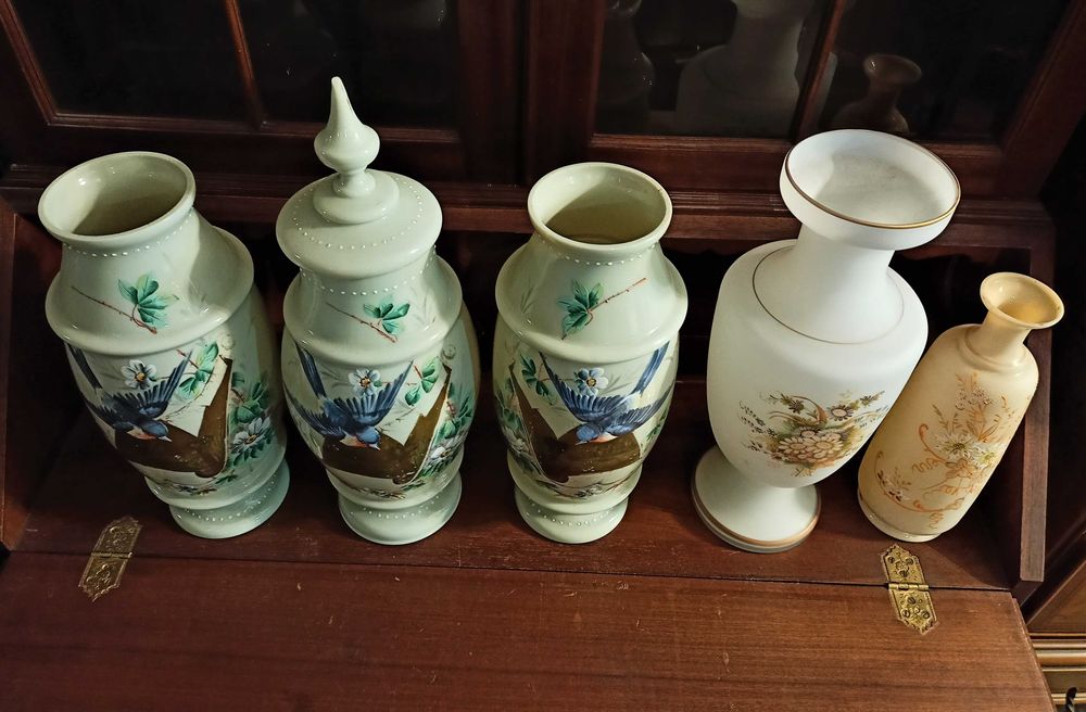 Lote Jarras Vidro Opalino