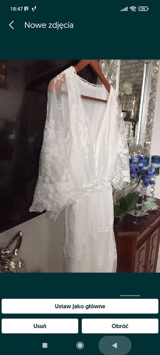 Sukienka długa maxi koronkowa tiulowa Biała zwiewna elegancka wizytowa