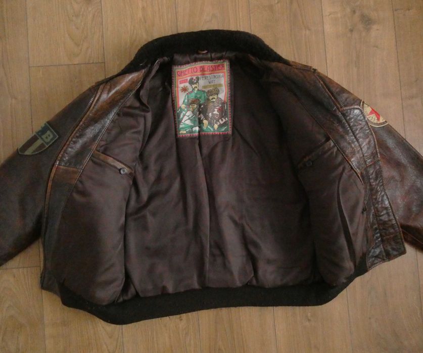Kurtka skórzana męska GHETTO GLASTER G1 skóra PILOTKA lotnicza  L/XL